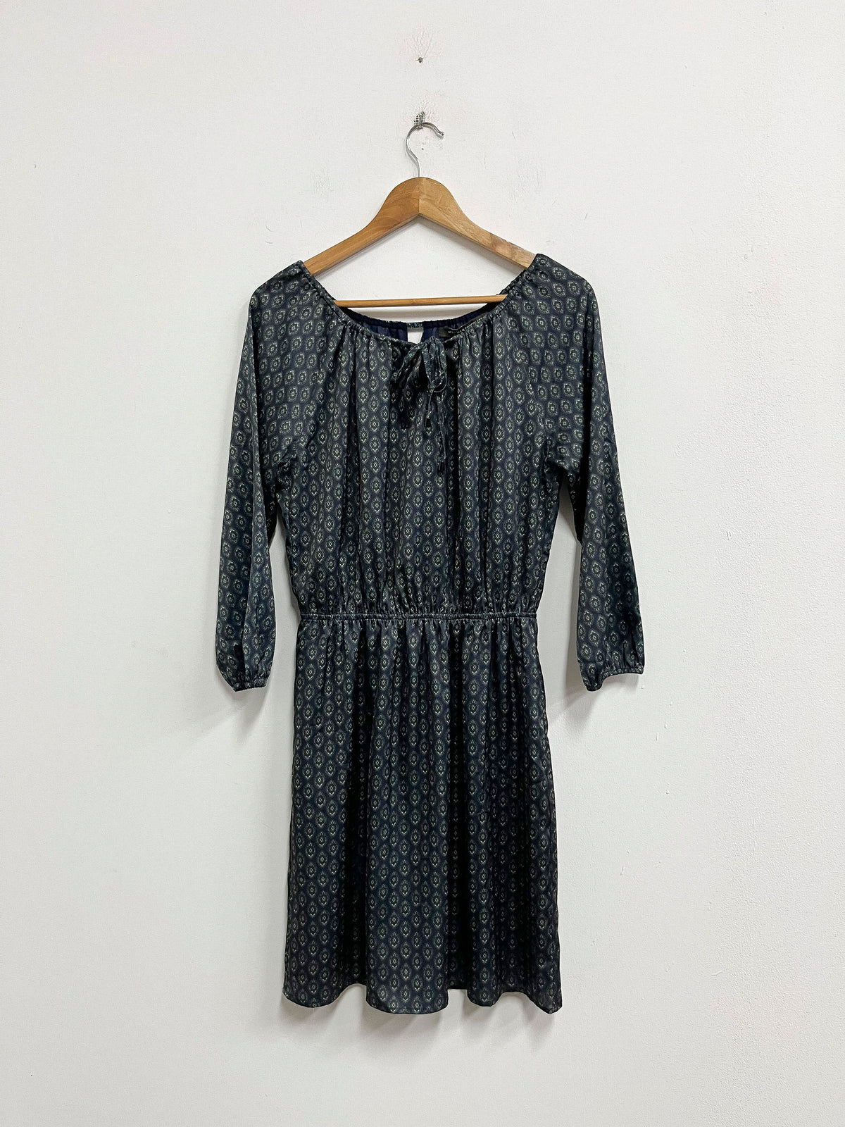 Vestido azul con estampado verde - Mentha & Chocolate - Talla M