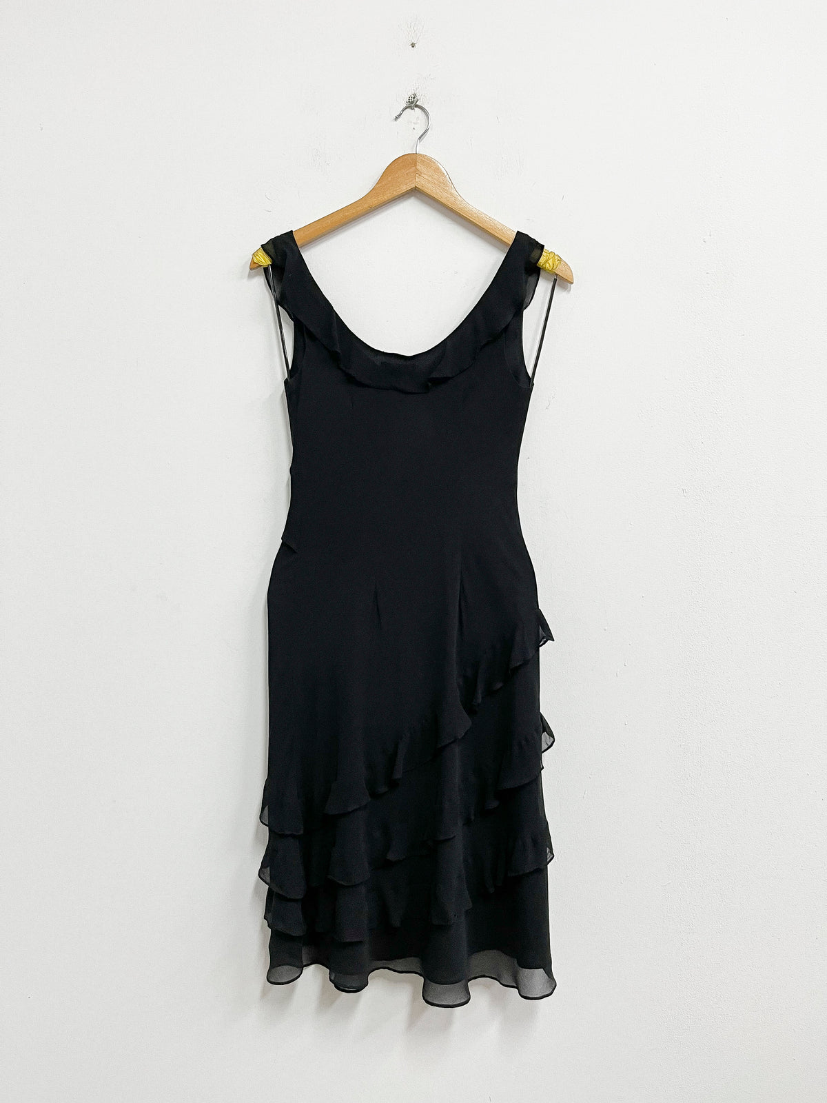 Vestido negro de seda con bobos  - Ann Taylor - Talla S