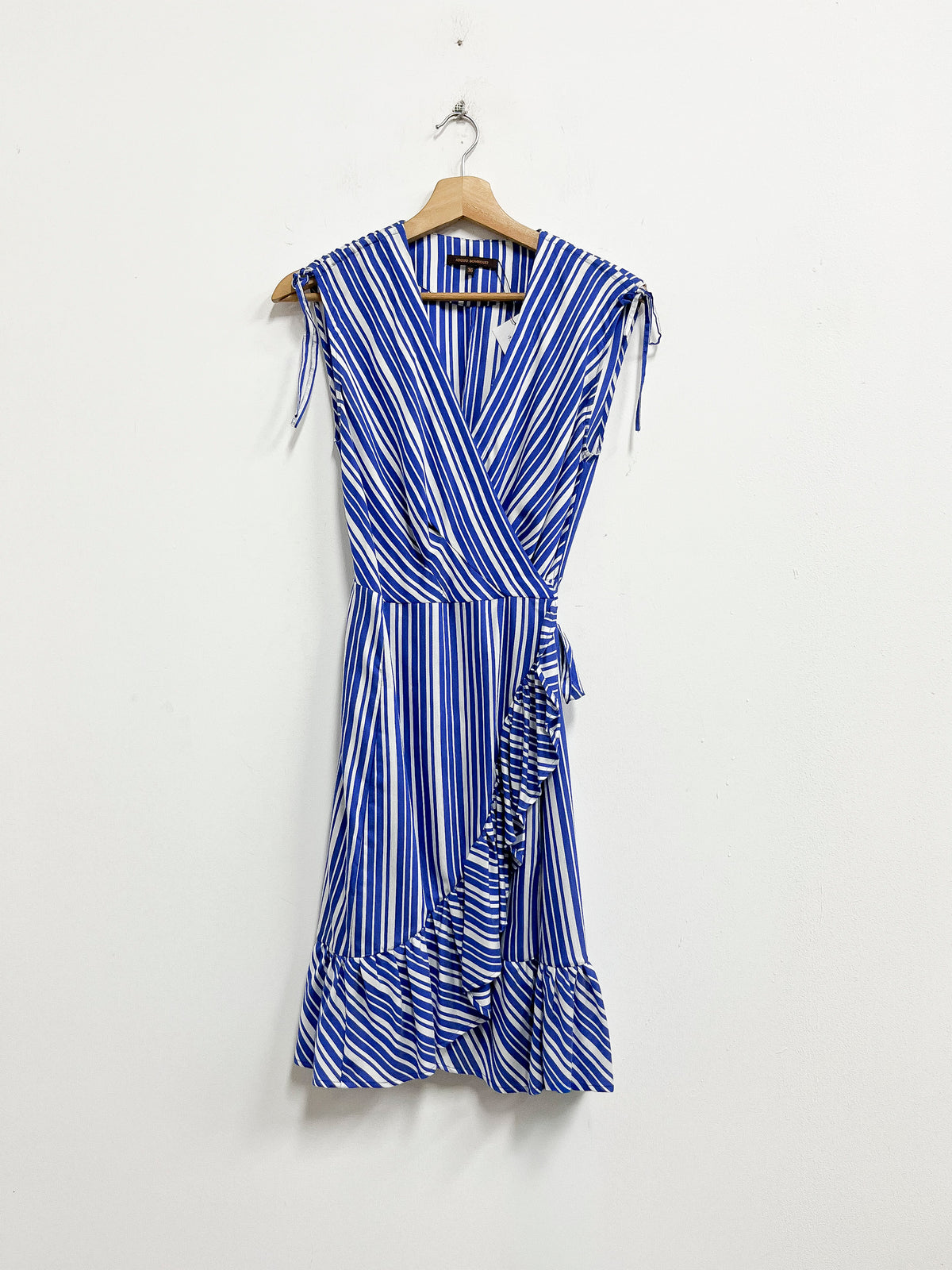 Vestido envolvente azul con blanco - Adolfo Dominguez - Talla S