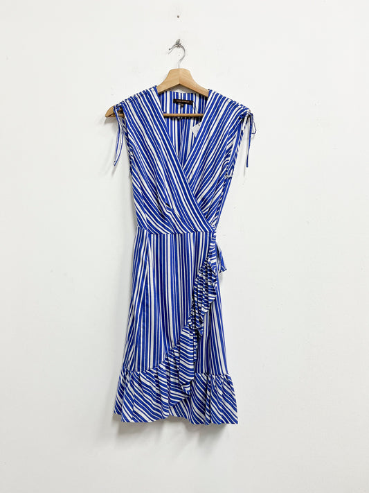Vestido envolvente azul con blanco - Adolfo Dominguez - Talla S