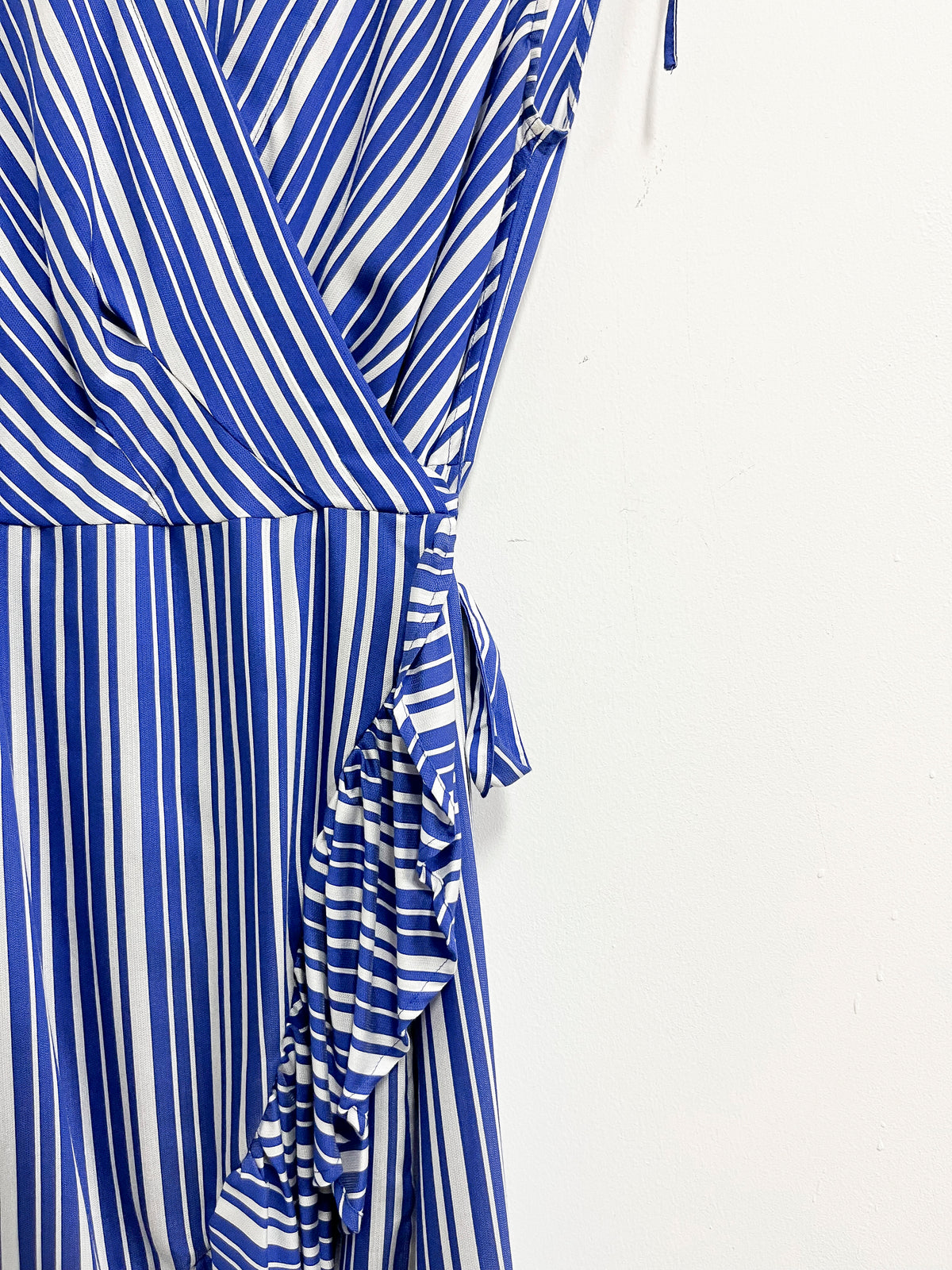 Vestido envolvente azul con blanco - Adolfo Dominguez - Talla S