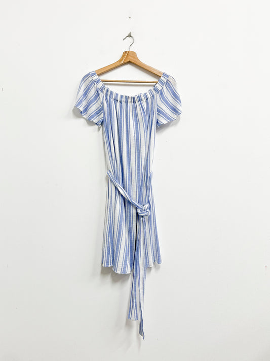 Vestido celeste y blanco blend algodon y lino - Michael Kors - Talla S