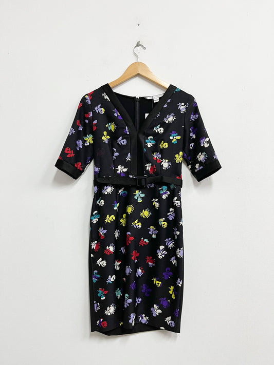 Vestido negro con estampado de colores - Diane Furstenberg - Talla S/M