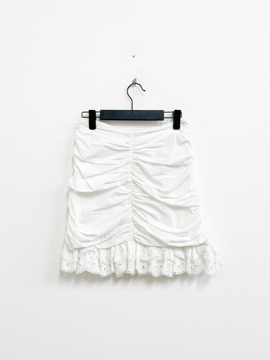 Falda blanca con broderie - Zara - Talla S