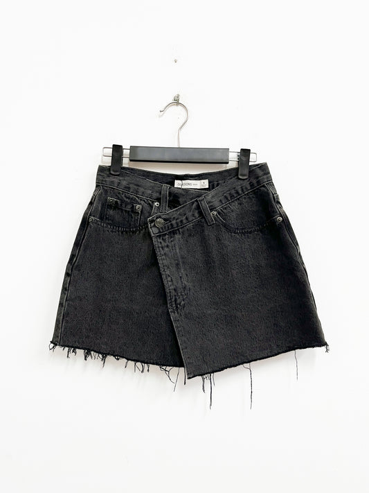 Mini falda cruzada denim negra - Glassons - Talla S
