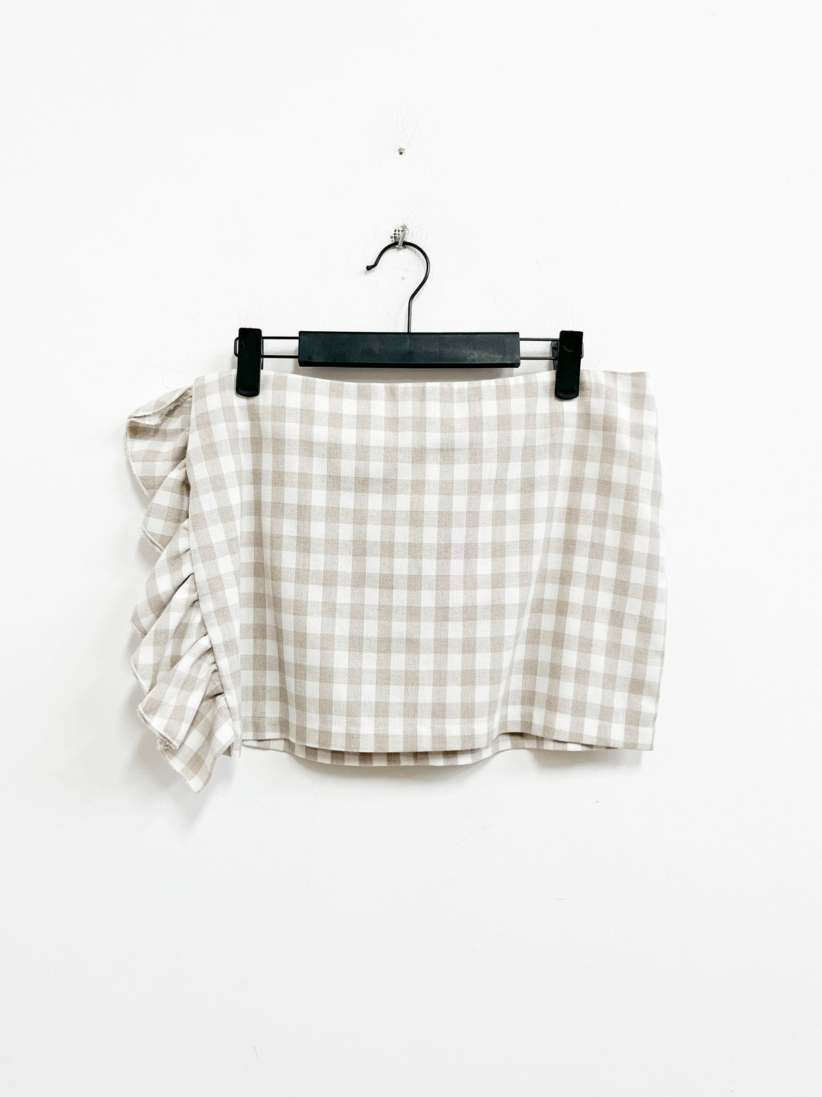 Mini falda a cuadros beige y blanco bobos laterales - Lioness - Talla S