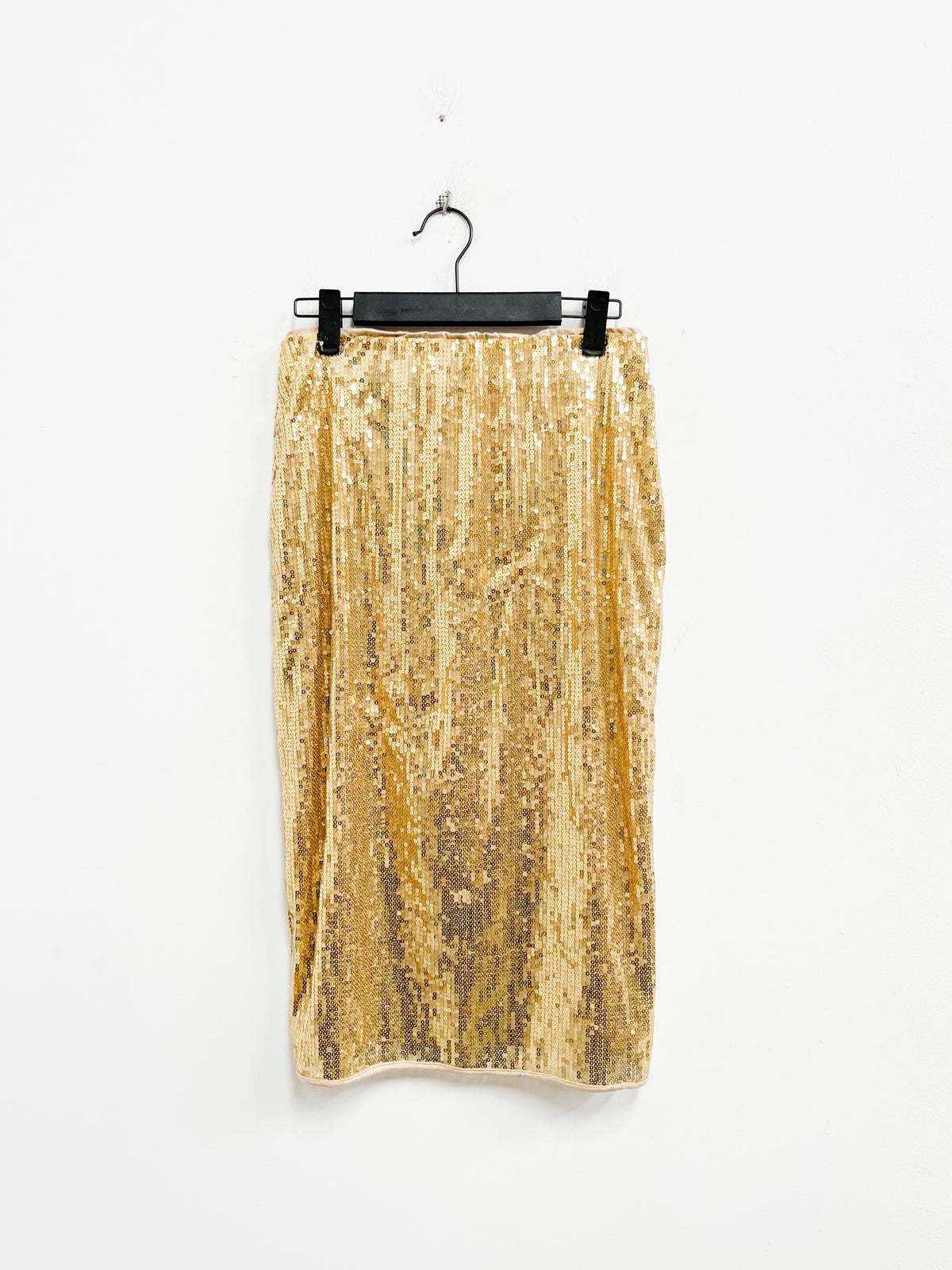 Falda midi de lentejuelas doradas - Mentha & Chocolate - Talla S
