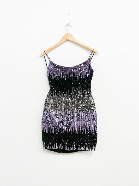 Vestido de lentejuelas morado en degradé - B. Darling - Talla S