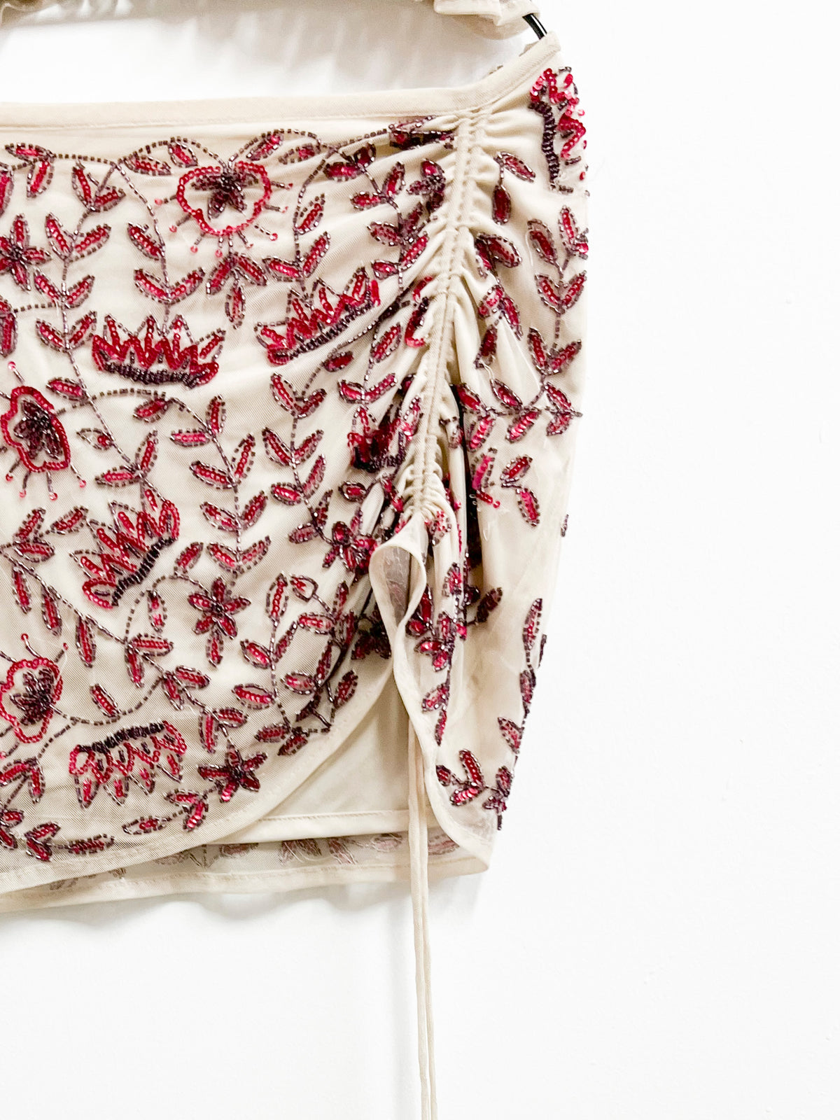 Conjunto top y falda beige con lentejuelas - Raga - Talla M