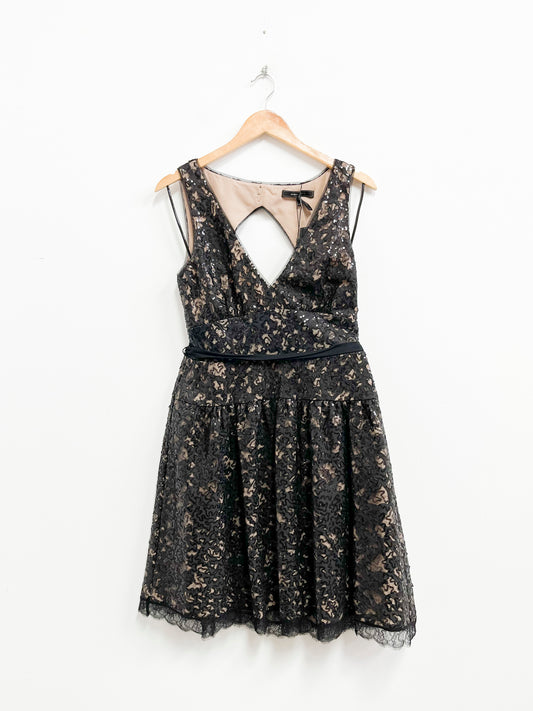 Vestido negro de encaje y lentejuelas - BGBG Maxazria - Talla M