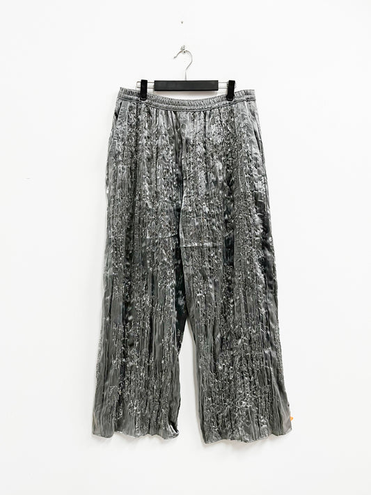 Pantalon plateado corrugado - Zara - Talla L