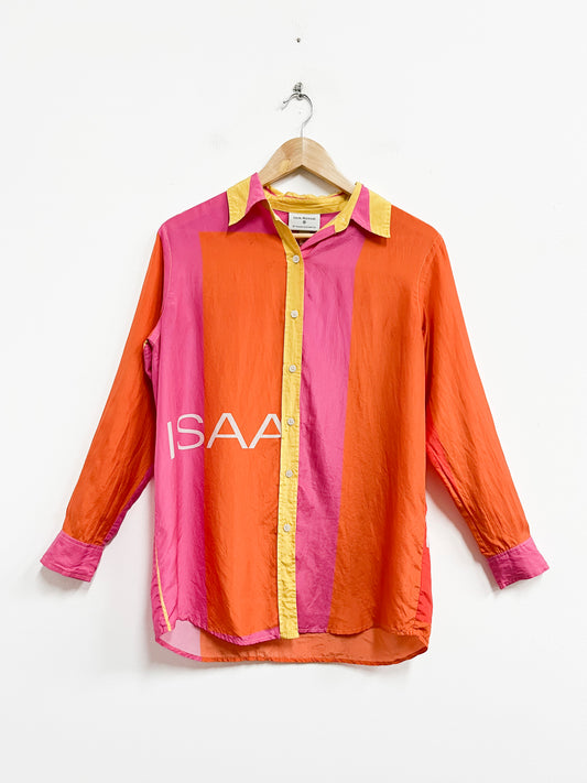 Blusa naranja con amarillo y fucsia - Isaac Mizrahi - Talla XS