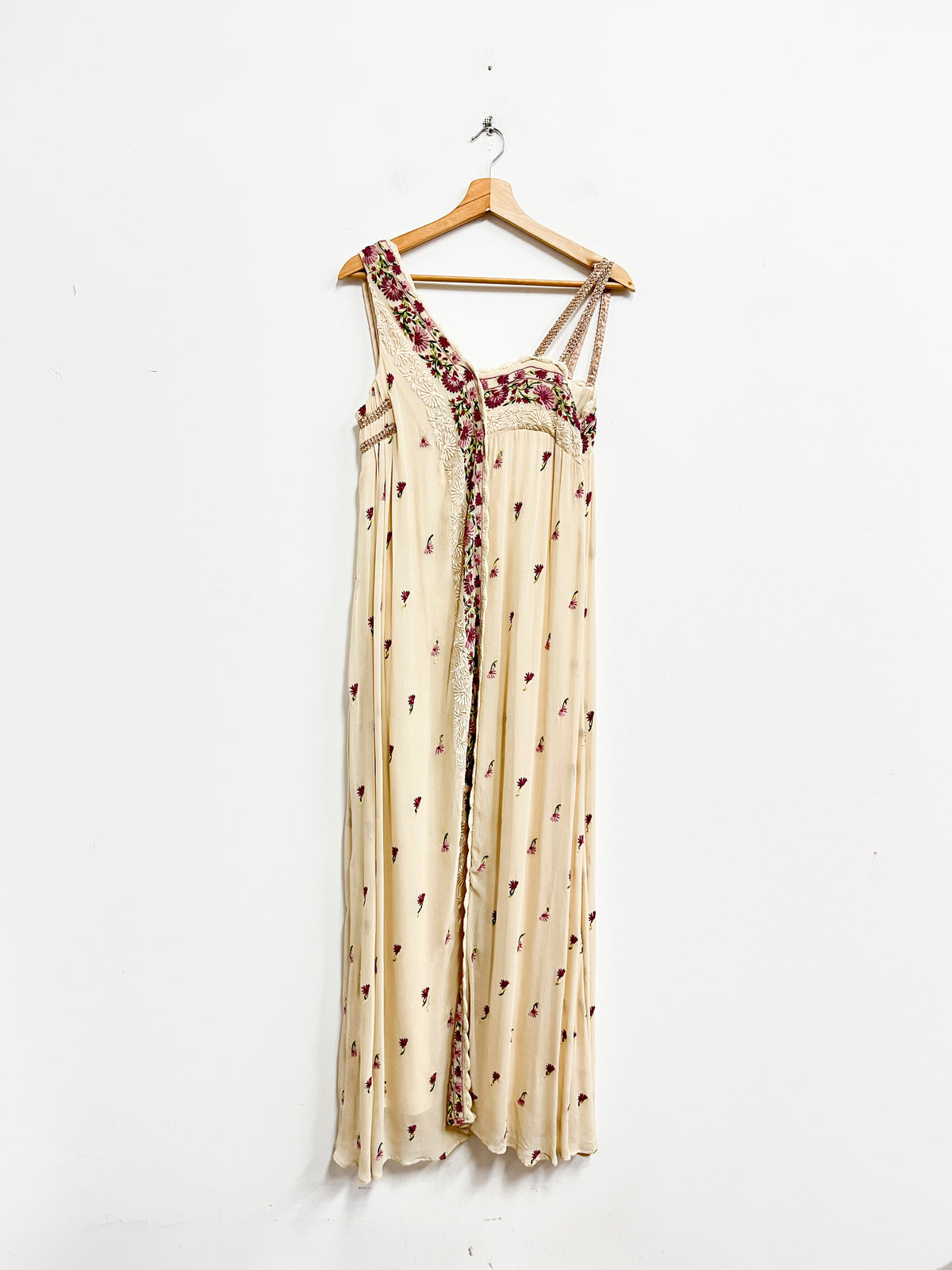 Vestido beige largo de seda - Intropia - Talla S