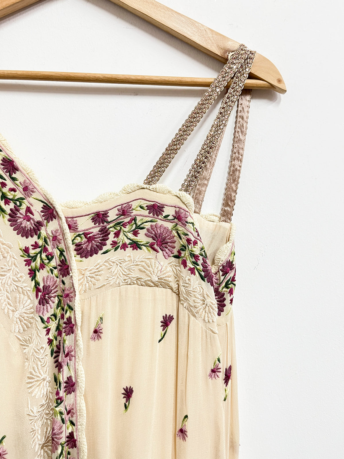 Vestido beige largo de seda - Intropia - Talla S