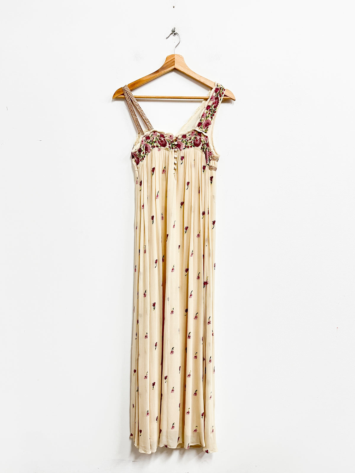 Vestido beige largo de seda - Intropia - Talla S