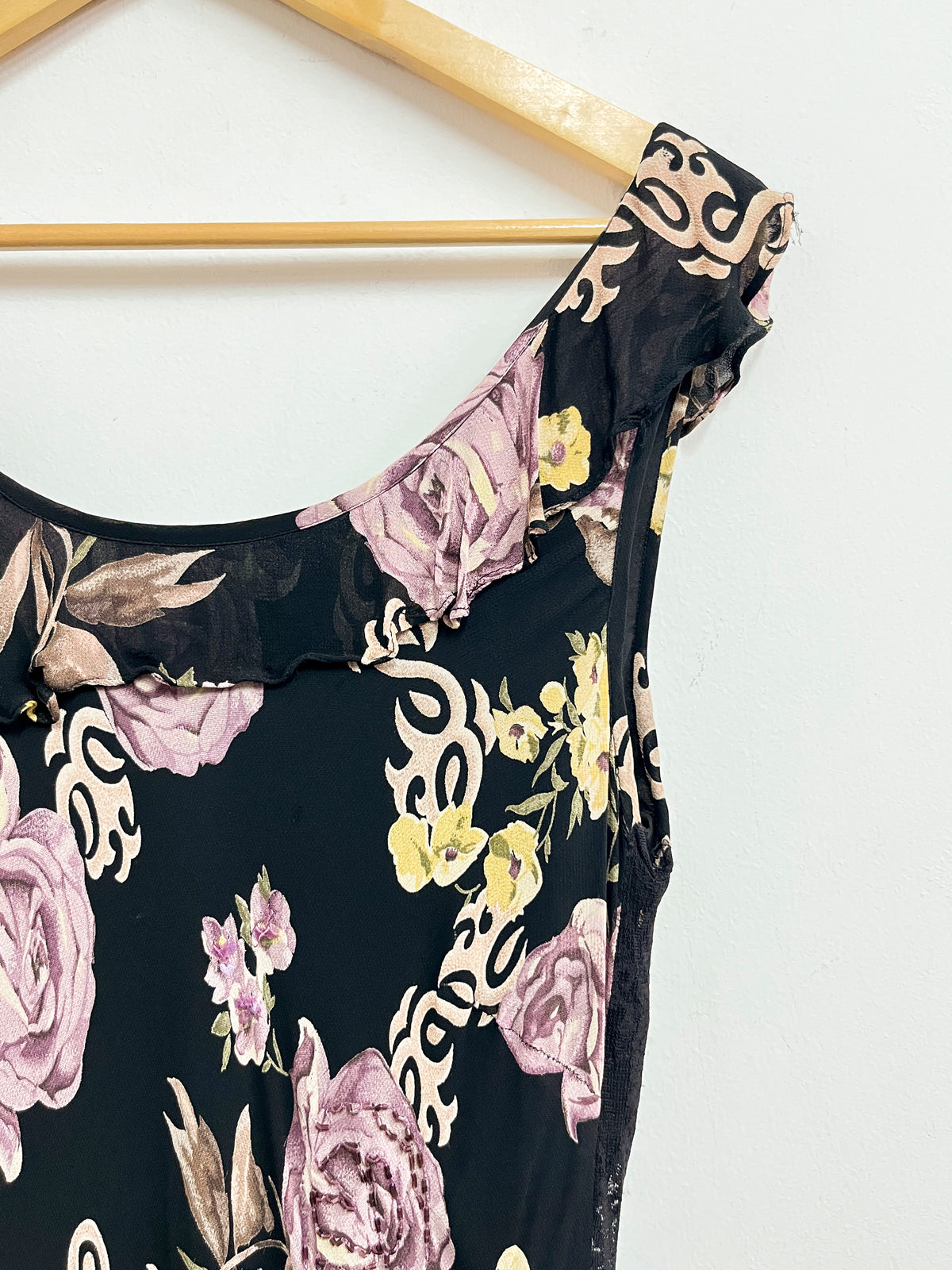 Vestido negro floreado - Talla L