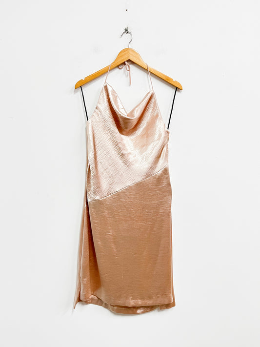 Vestido satinado palo rosa - Mango - Talla M