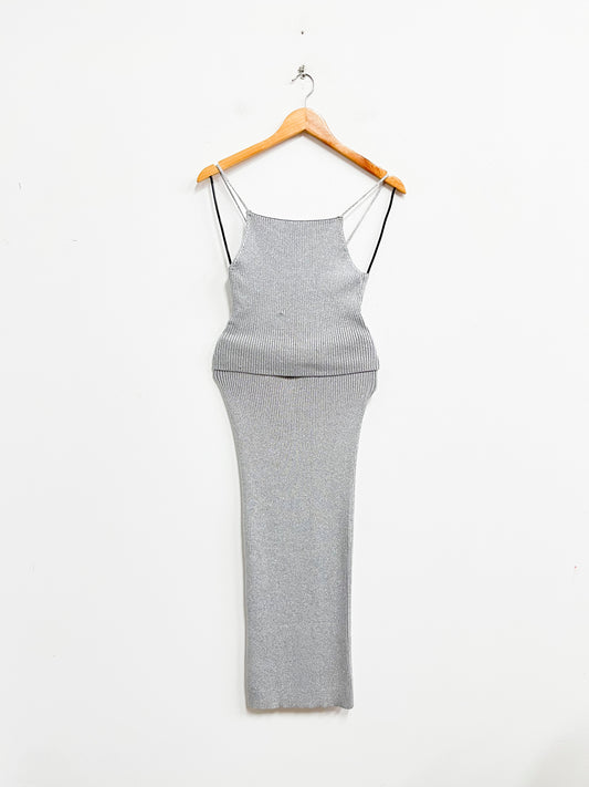 Vestido gris de tiras - Talla XS