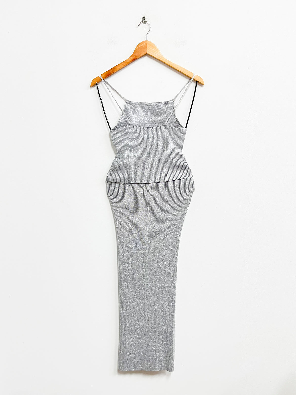 Vestido gris de tiras - Talla XS