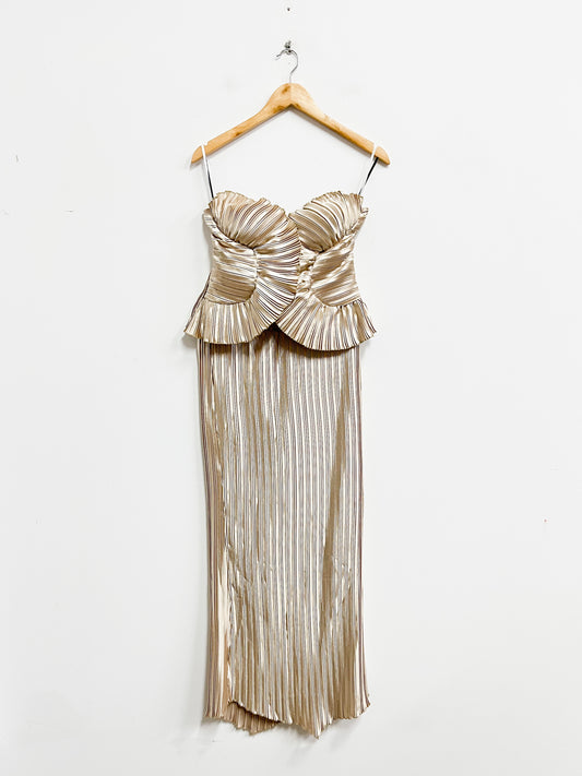 Top strapples y falda color dorado - Talla S