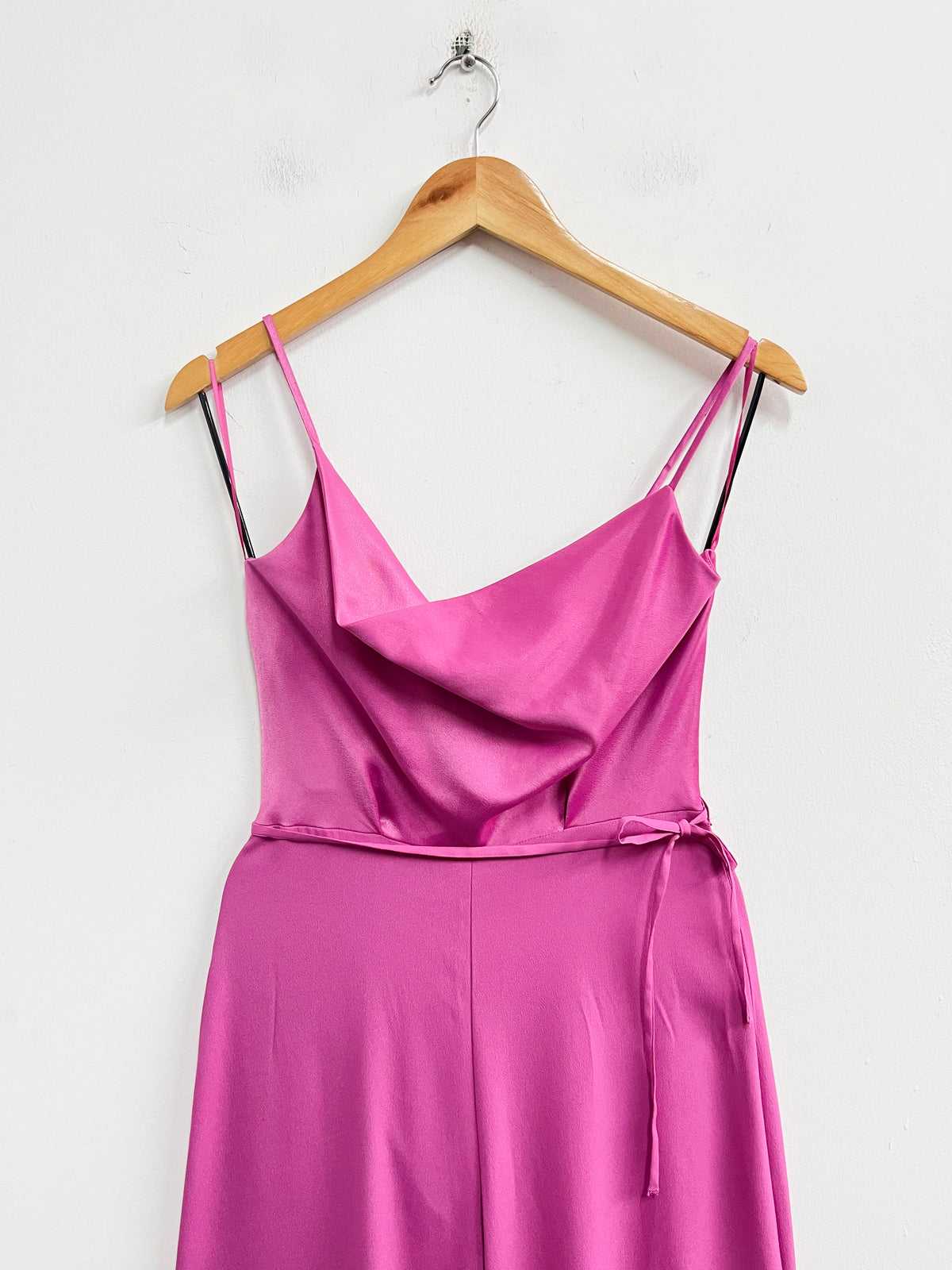 Enterizo fucsia satinado cordón en la cintura - River Island - Talla M