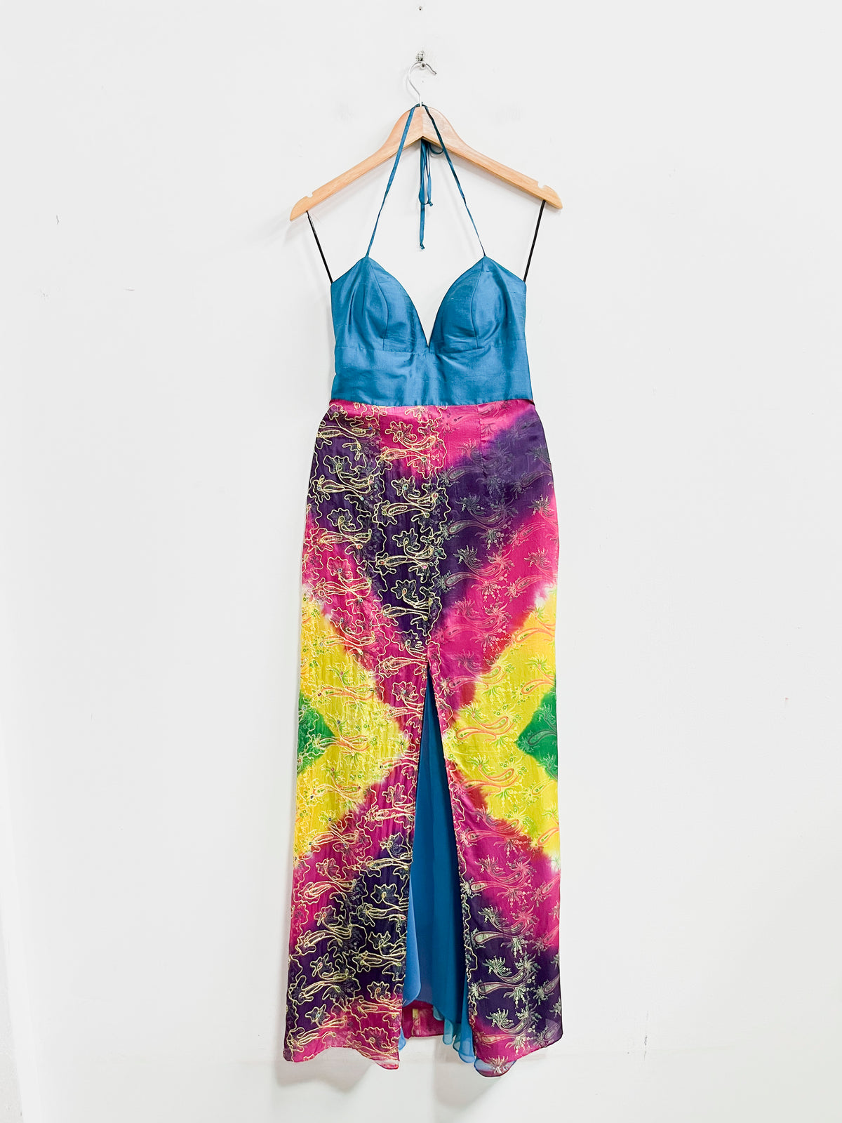 Vestido colorido con estampado y brillos - Carlos Vigil - Talla S