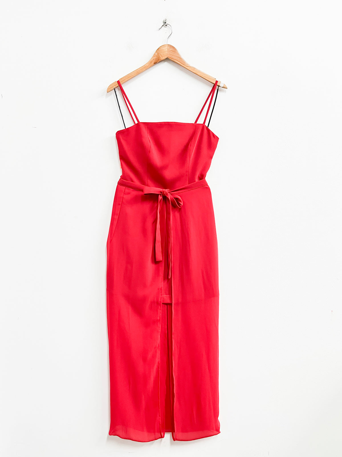 Vestido rojo con cola transparente  - Adolfo Dominguez - Talla M