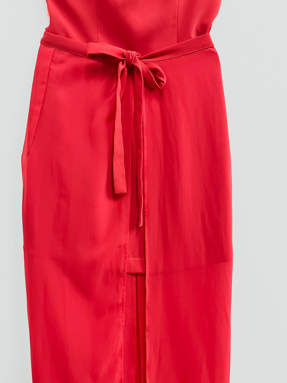 Vestido rojo con cola transparente  - Adolfo Dominguez - Talla M