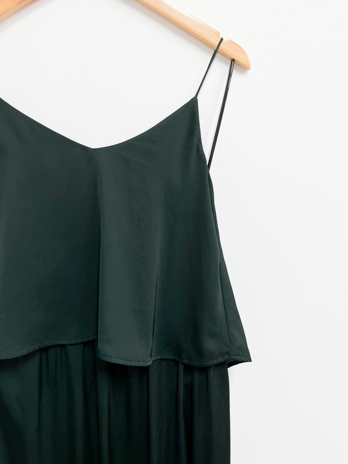 Vestido verde oscuro satinado - H&M - Talla S