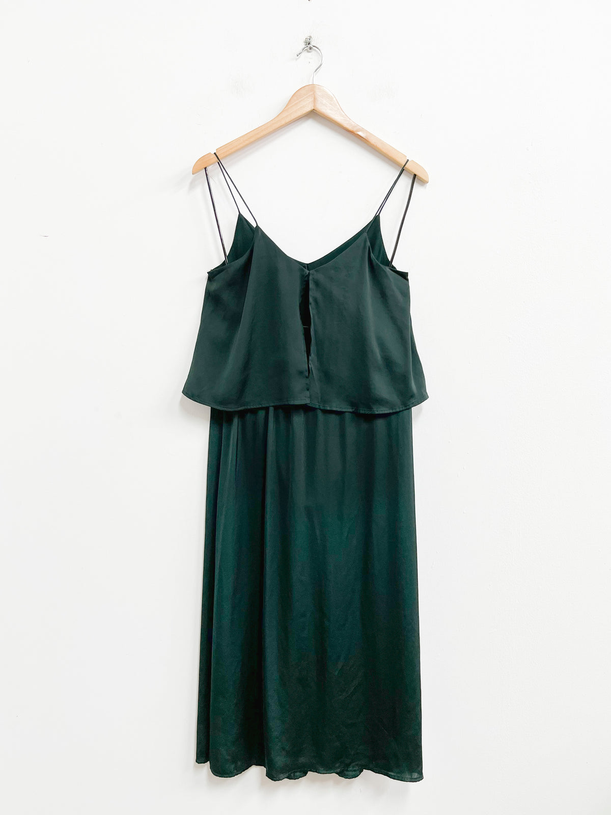 Vestido verde oscuro satinado - H&M - Talla S