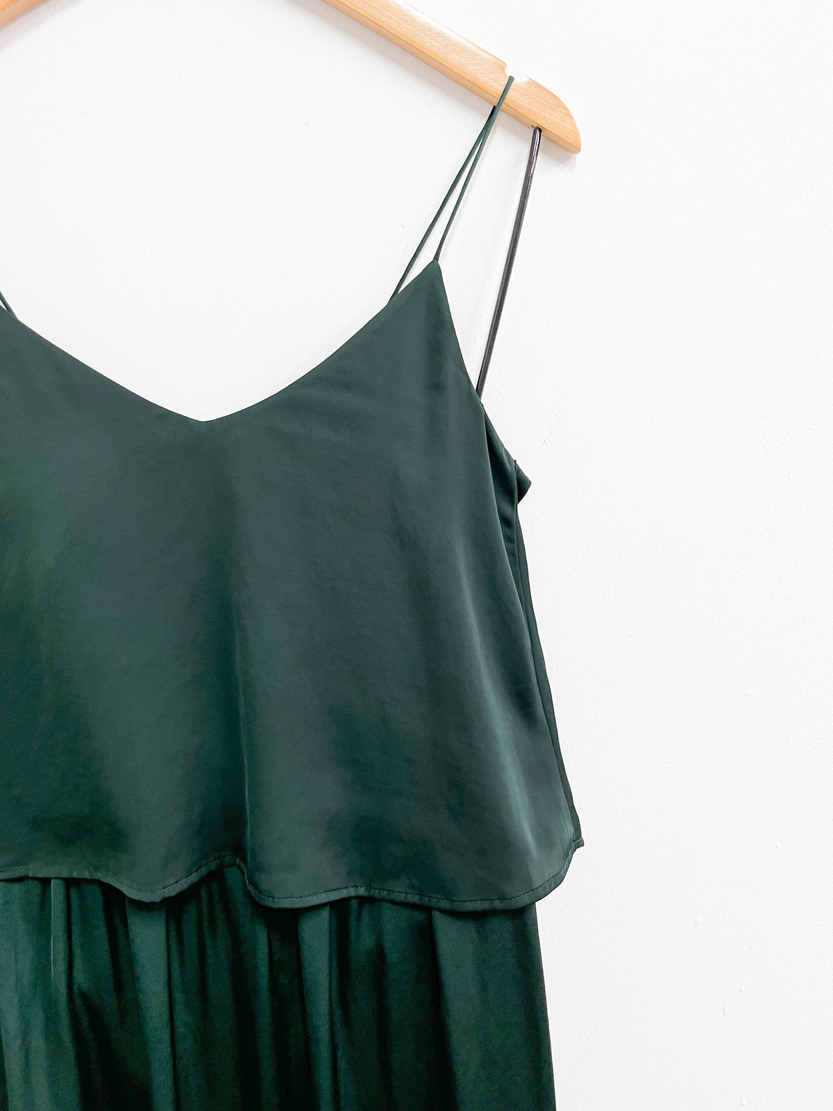 Vestido verde oscuro satinado - H&M - Talla S