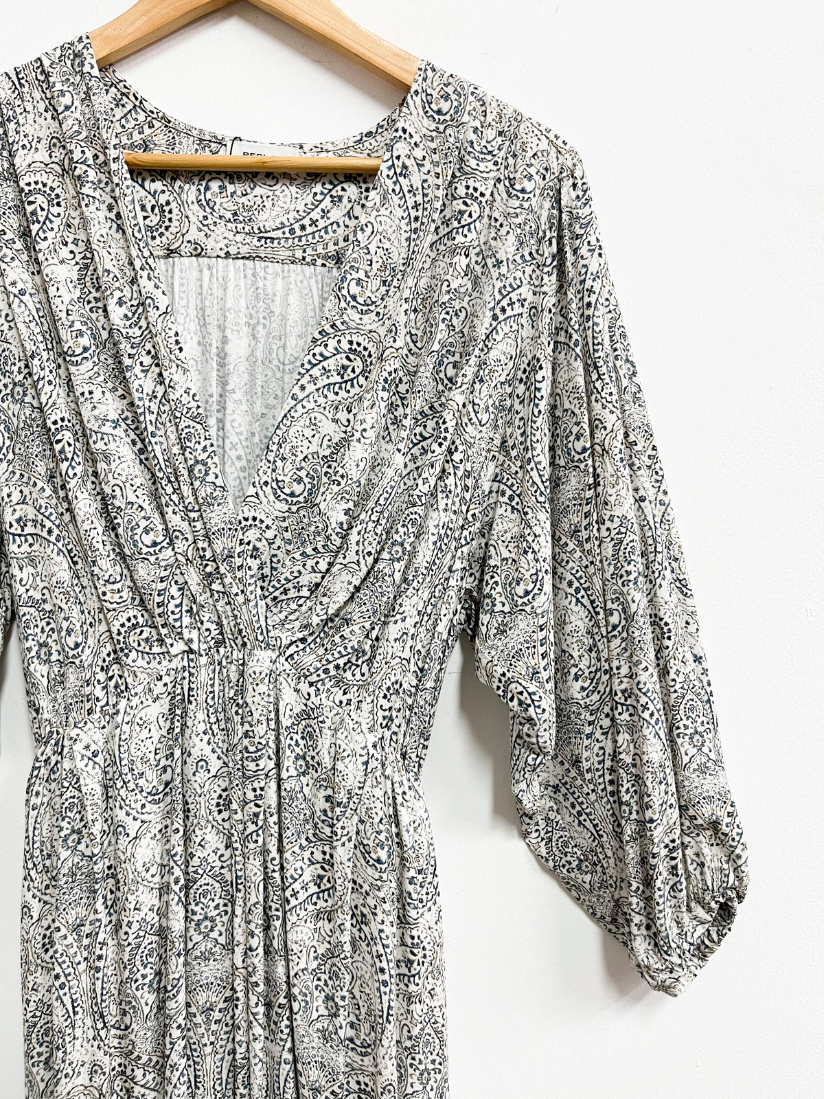 Vestido midi blanco estampado mandala azul - Replay - Talla XS