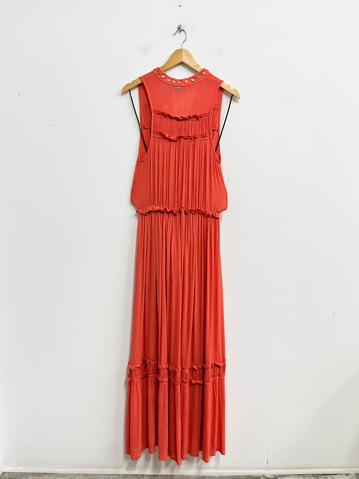 Vestido naranja de pedrería plateada - Onda de mar - Talla S