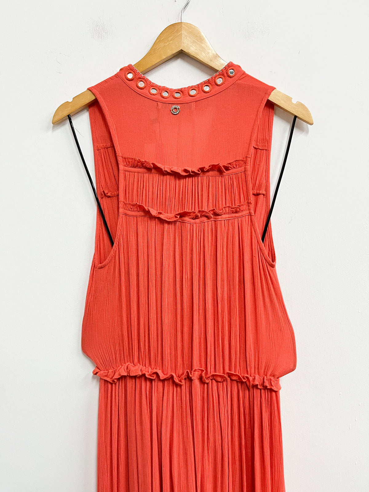 Vestido naranja de pedrería plateada - Onda de mar - Talla S