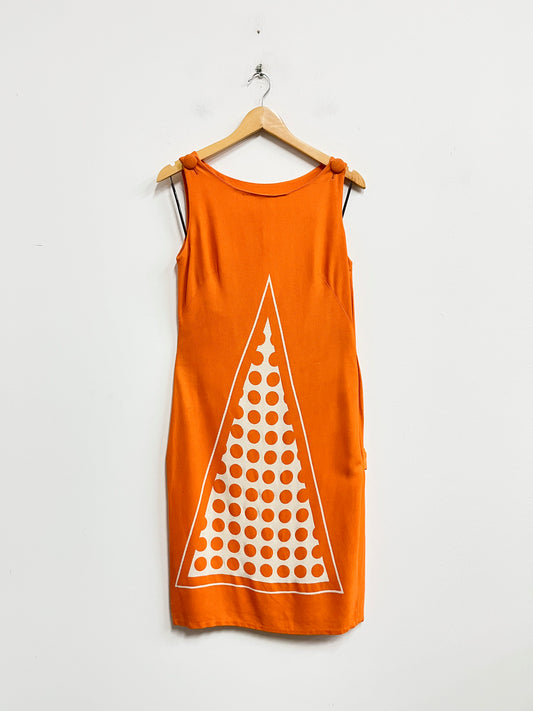 Vestido de lino naranja manga cero - Talla M