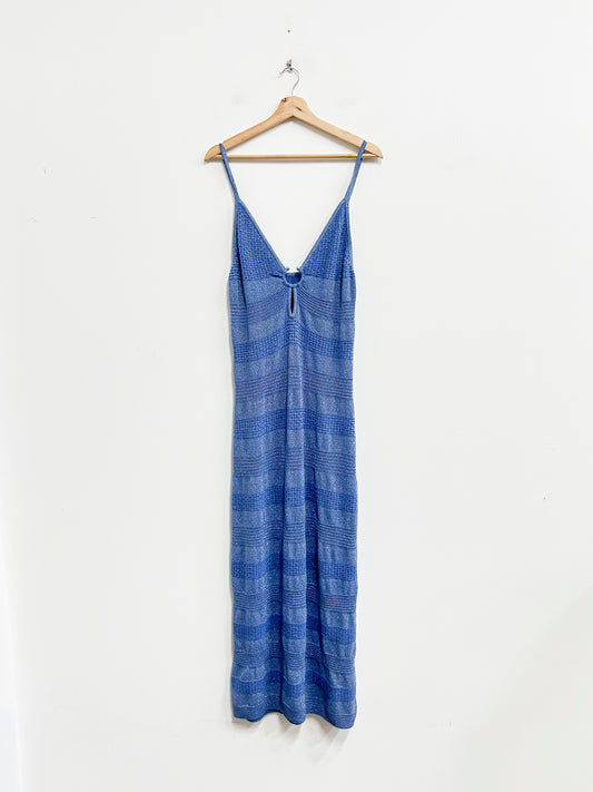 Vestido largo celeste con brillos - Basement - Talla XL