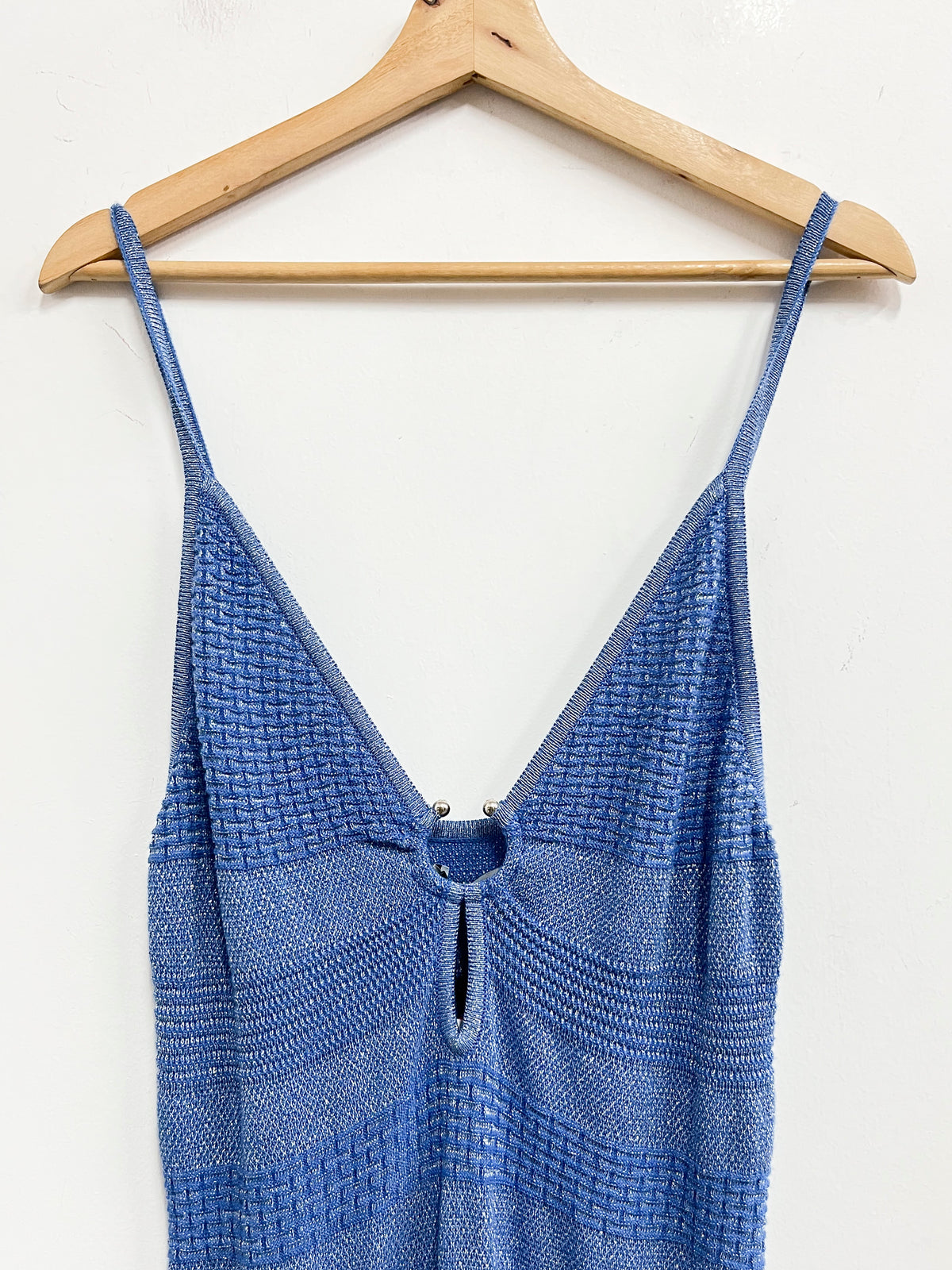 Vestido largo celeste con brillos - Basement - Talla XL