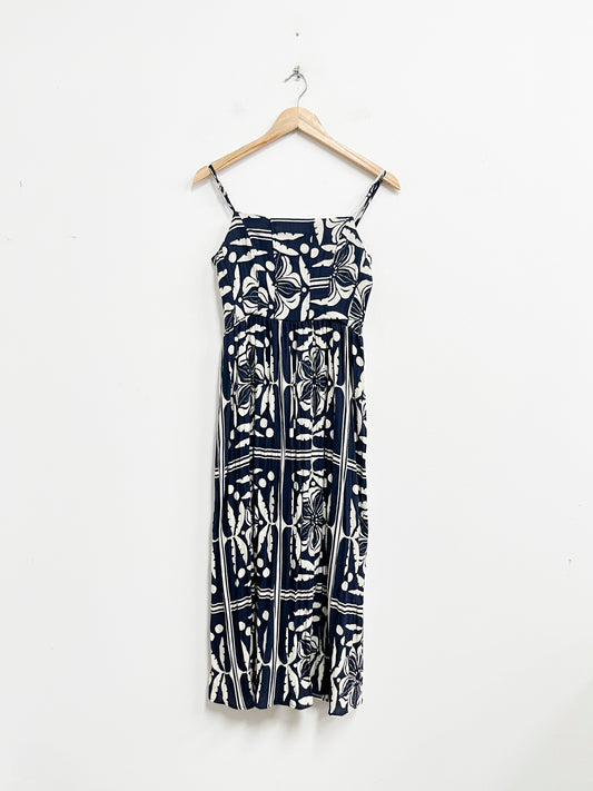Vestido blanco con azul de tiras - Cachè - Talla M
