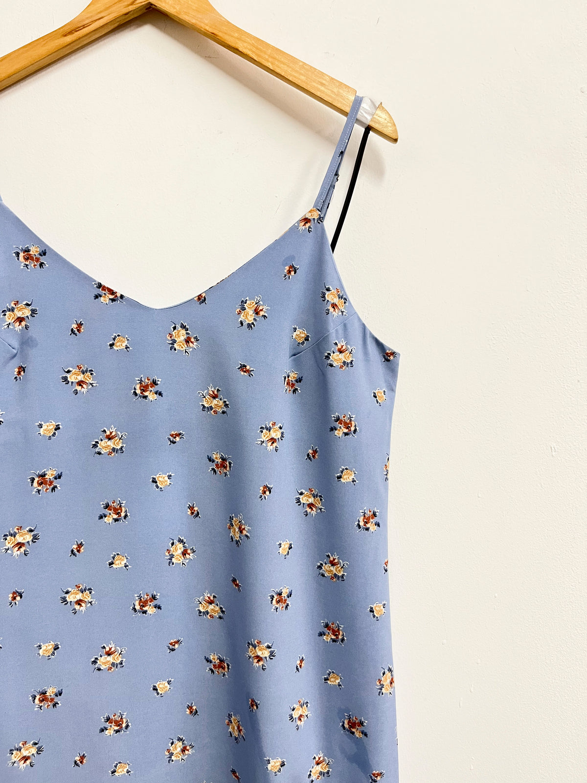 Vestido celeste de tiras con flores - O - Talla M