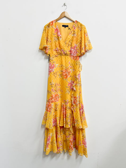Vestido midi amarillo con puntos y flores - Rachel Roy - Talla S