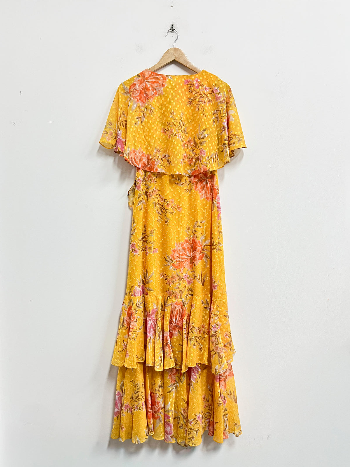 Vestido midi amarillo con puntos y flores - Rachel Roy - Talla S