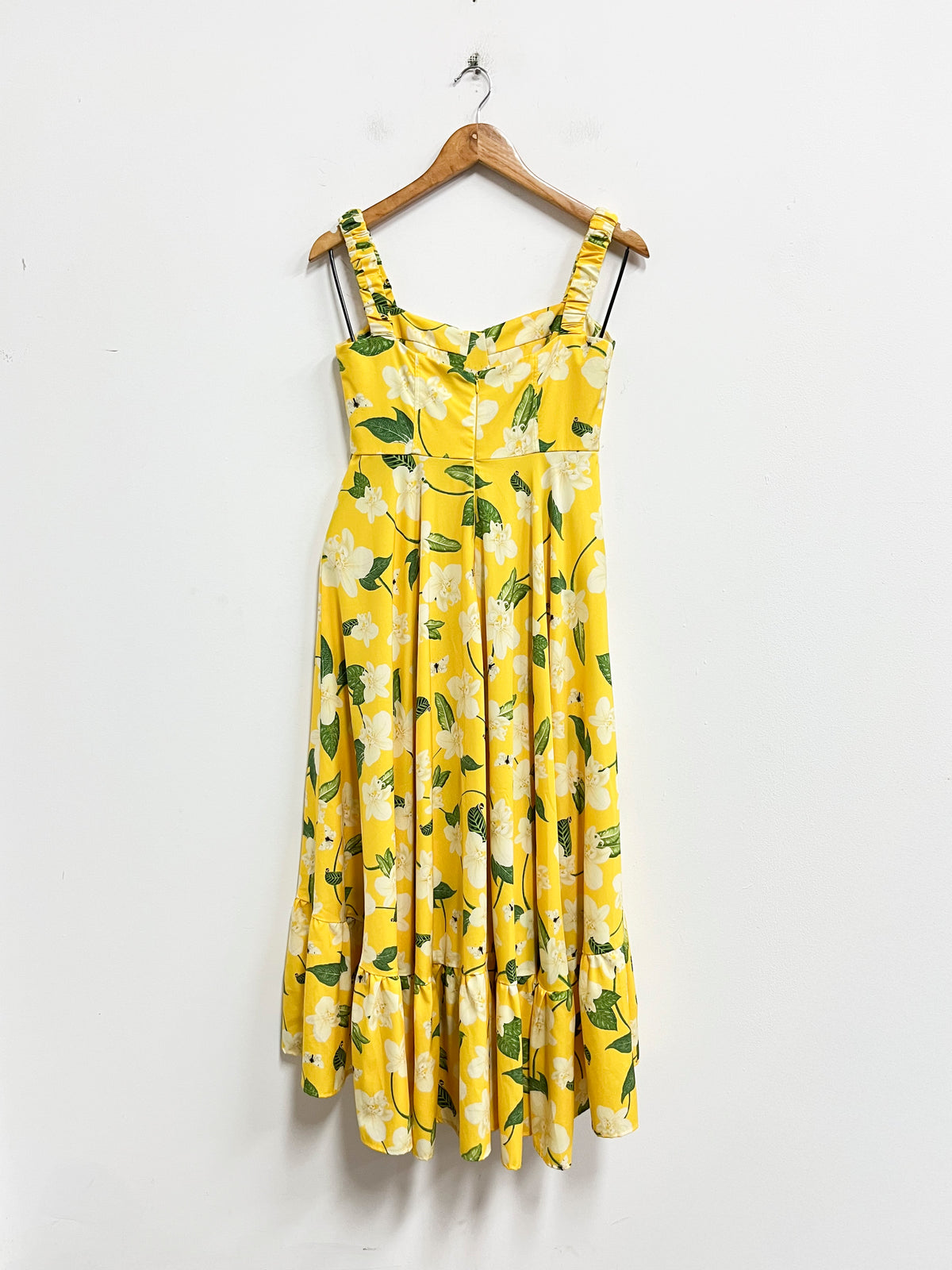 Vestido amarillo con flores y hojas - Fasce - Talla S