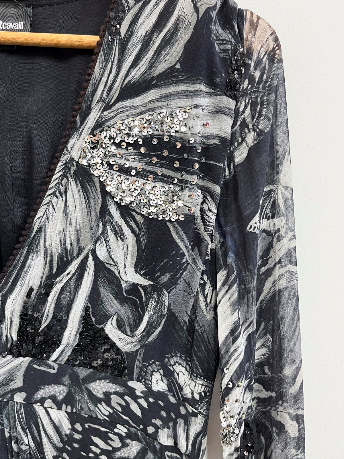 Vestido largo negro con print - Just Cavalli - Talla M