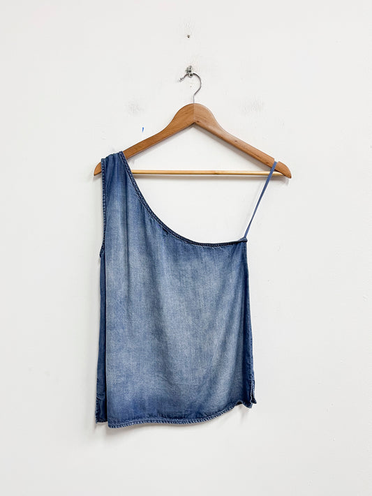 Top asimétrico denim - Talla S