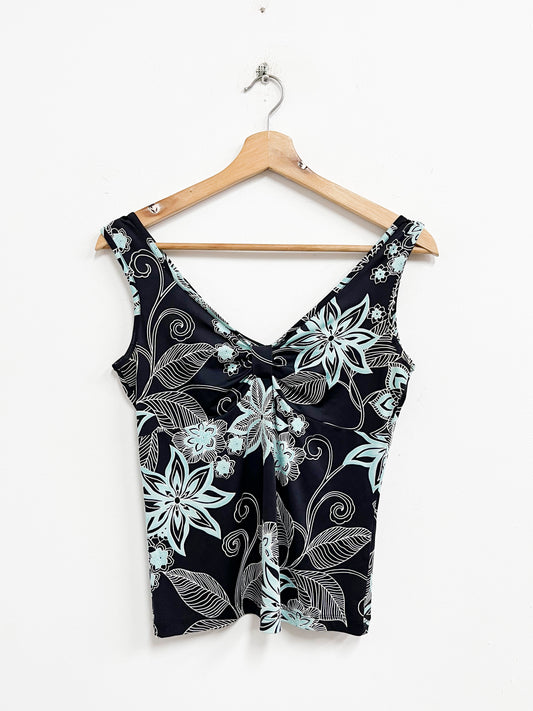 Top negro con flores verde agua - Etc - Talla S