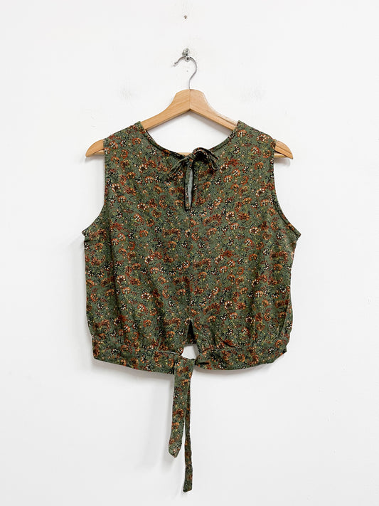 Top verde con florcitas - Talla S