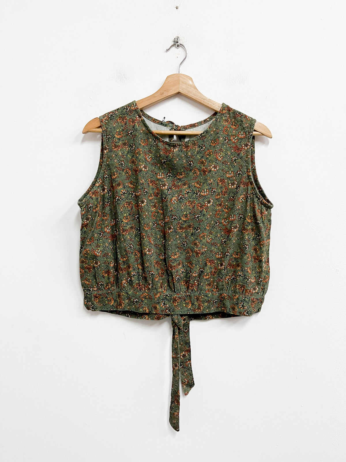Top verde con florcitas - Talla S