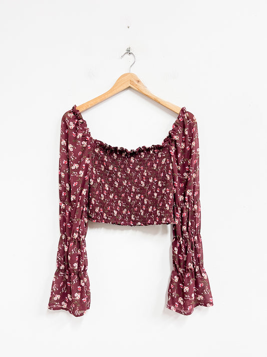 Blusa guinda con florcitas - Wild Fable - Talla S