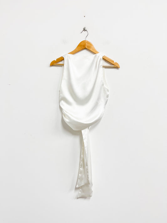 Top crema satinado - Zara - Talla S