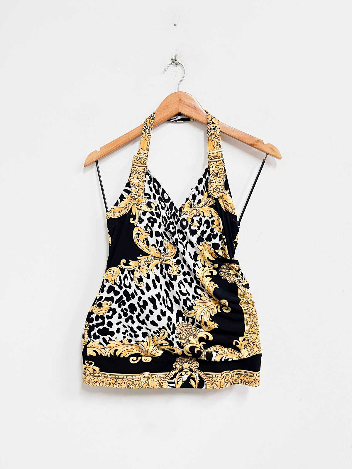 Top estampado negro amarillo y blanco - Cachè - Talla S
